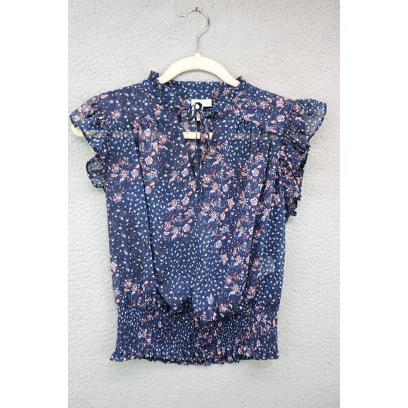 Joie Semi-Sheer Elastic Waist Top-Ruffle Sleeve-S/P-Metallics-Fairy-Cottagecore - Picture 1 of 12